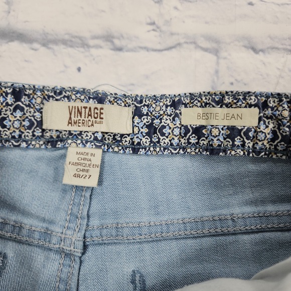 Vintage America Blues WOMENS SIZE 4R 27 Bestie Jeans Floral Denim Stretch - Picture 7 of 13